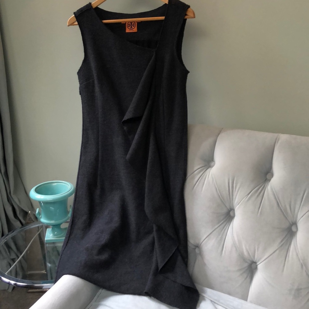 Tory Burch Grey Wool Dress w/ Stylish Ruffle